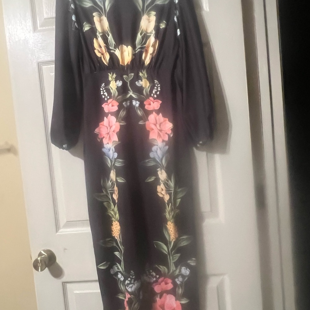 Black Floral Long Sleeve Dress